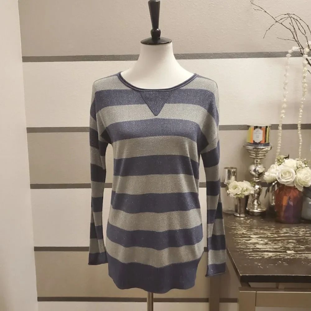 Hive & Honey Metallic Stripe Sweater